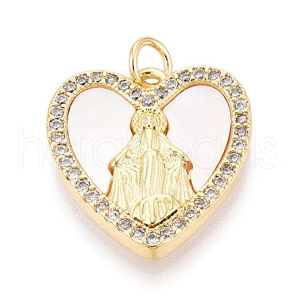 Brass Micro Pave Clear Cubic Zirconia Pendants KK-N268-48G-1