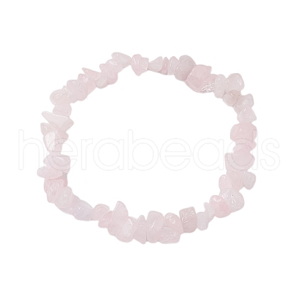 Natural Rose Quartz Chip Beaded Stretch Bracelets for Women Men BJEW-JB10647-02-1