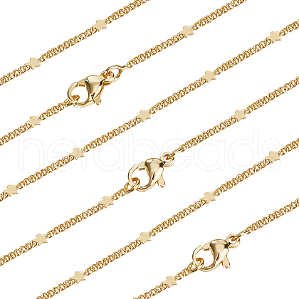 Beebeecraft 6Pcs Brass Star Link Chain Necklaces Set for Women NJEW-BBC0001-04-1