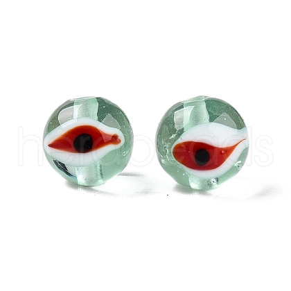 Handmad Evil Eye Round Lampwork Beads LAMP-T021-17A-1