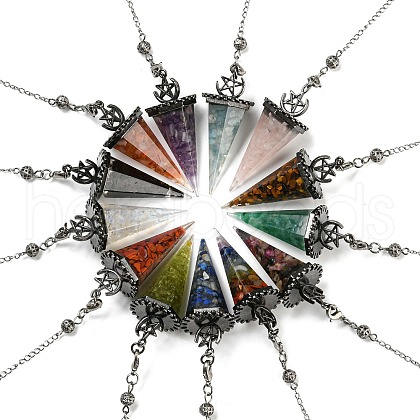 Mixed Gemstone Chip & Resin Dowsing Pendulum Big Pendants G-H293-02P-1