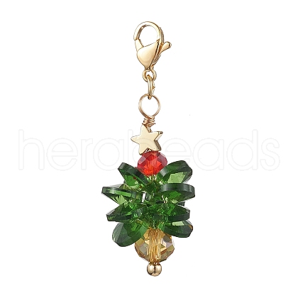 Christmas Tree Glass Pendant Decorations HJEW-JM02018-1