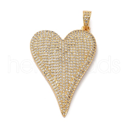 Brass Micro Pave Clear Cubic Zirconia Pendants KK-U076-17G-1