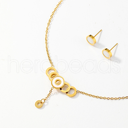 Golden Stainless Steel Jewelry Set QE0758-2-1