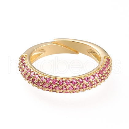 Adjustable Brass Micro Pave Cubic Zirconia Cuff Rings RJEW-L098-007C-G-1
