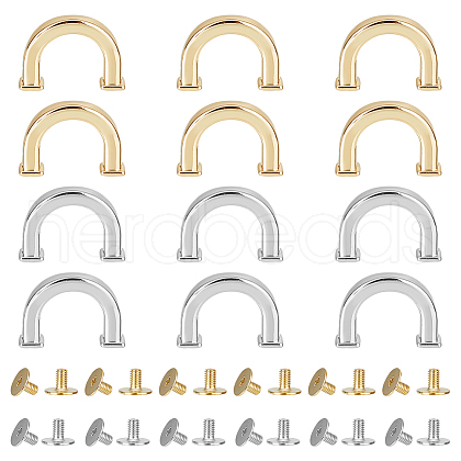 WADORN 12 Sets 2 Colors Alloy D-Ring Clasps FIND-WR0007-76-1