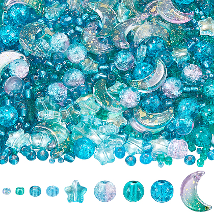 SUNNYCLUE Mixed Styles Transparent Glass Beads GLAA-SC0002-18B-1