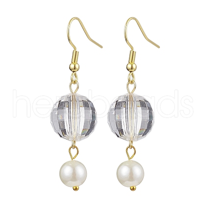 Acrylic Faceted Round Dangle Earrings EJEW-JE05833-1