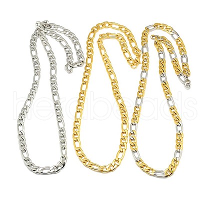 Fashionable 304 Stainless Steel Figaro Chain Necklaces for Men STAS-A028-N020-1