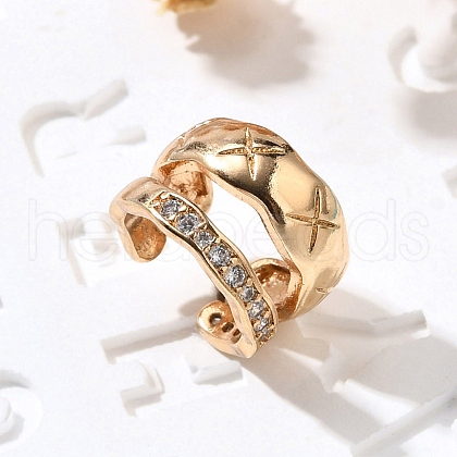 Brass Clear Cubic Zirconia Cuff Earrings EJEW-Q025-03B-G-1