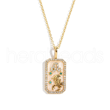 Brass Micro Pave Cubic Zirconia Rectangle with Constellation Pendant Necklaces PW-WG95654-05-1