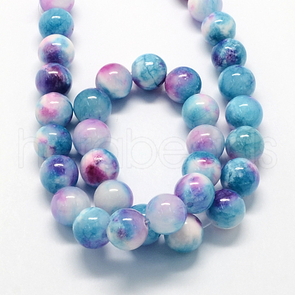 Natural Dyed White Jade Gemstone Bead Strands X-G-R271-8mm-XP19-1