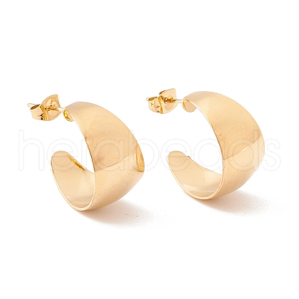 Ion Plating(IP) 304 Stainless Steel Chunky C-shape Stud Earrings EJEW-P198-10G-1