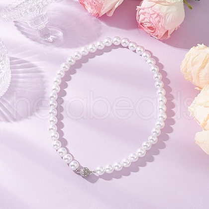 ABS Plastic Imitation Pearl & Alloy Magnetic Clasps Curtain Tiebacks HJEW-JM03410-01-1