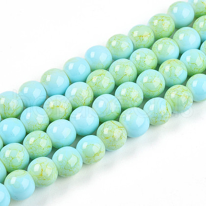 Baking Painted Glass Beads Strands DGLA-N003-8mm-C04-1