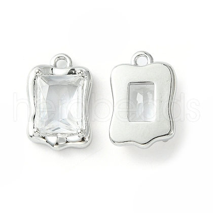 Brass Micro Pave Clear Cubic Zirconia Charms KK-L208-08P-1