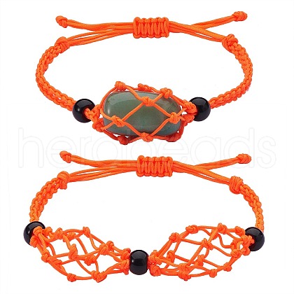 Adjustable Braided Nylon Cord Macrame Pouch Bracelet Making AJEW-SW00013-13-1