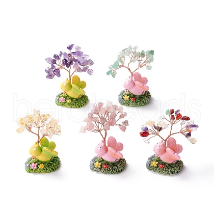 Natural Gemstone Chips & Resin Pedestal Display Decorations DJEW-A001-03-1
