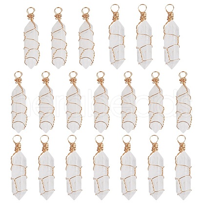 20Pcs Natural Quartz Crystal Pendants PALLOY-AB00128-1
