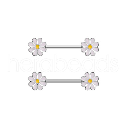 304 Stainless Steel Enamel Flower Nipple Barbells WG20A72-01-1