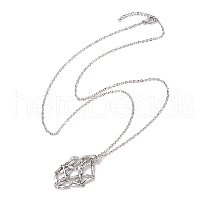 Crystal Stone Cage Pendant Necklaces NJEW-JN04758-03-1