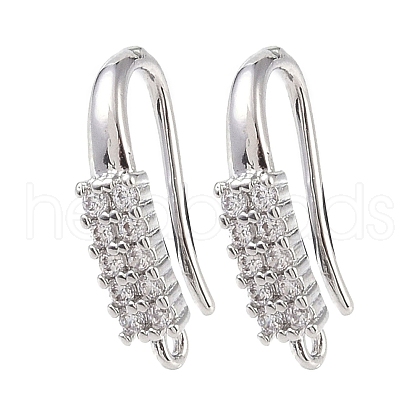 Brass Micro Pave Cubic Zirconia Earring Hooks KK-U008-14P-1