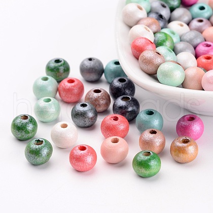 Round Natural Wood Beads X-WOOD-Q017-8mm-M-WH-1