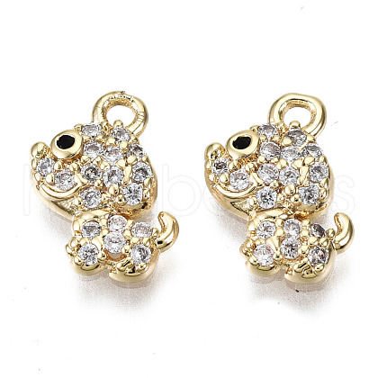 Brass Micro Pave Clear Cubic Zirconia Charms KK-T056-66G-NF-1