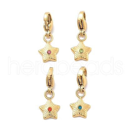 Star 304 Stainless Steel Rhinestone Pendant Decorations STAS-M092-11G-1