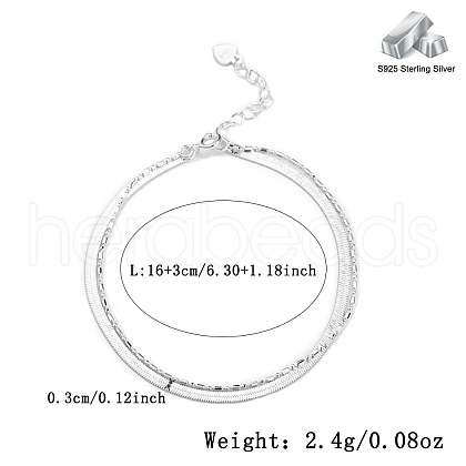 S925 Silver Blade Snake Bone Double Layer Bracelet Halloween Gift WL0999-2-1