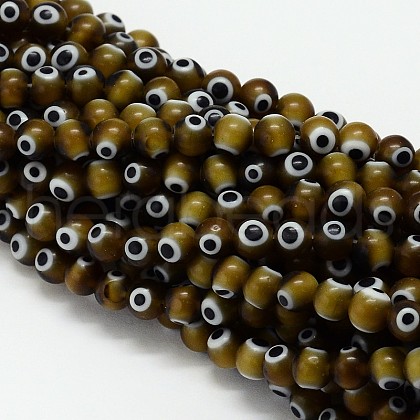 Handmade Evil Eye Lampwork Round Bead Strands LAMP-L055-6mm-02-1