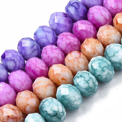 Opaque Baking Painted Glass Beads Strands EGLA-N006-009B-A19-1