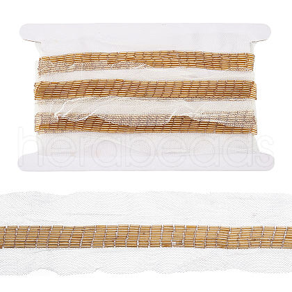 FINGERINSPIRE 2 Yards 9-Row Glass Seed Beaded Lace Trim OCOR-FG0002-60A-1