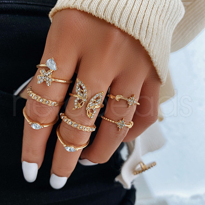 8Pcs Alloy Finger Rings WG2E3D2-18-1