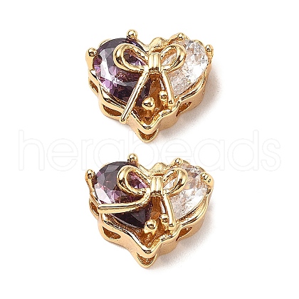 Brass Micro Pave Cubic Zirconia Beads KK-A259-20G-02-1