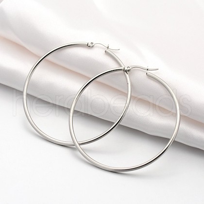 Tarnish Resistant 201 Stainless Steel Big Hoop Earrings EJEW-P066-38P-1