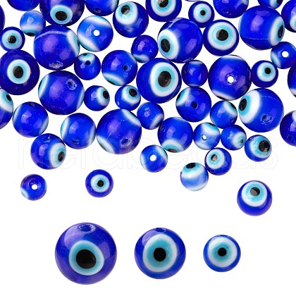 3 Strands 3 Style Handmade Evil Eye Lampwork Round Bead Strands LAMP-LS0001-12B-1