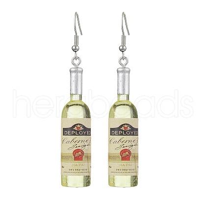 Wine Bottle Resin Dangle Earrings EJEW-JE05878-01-S-1