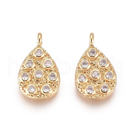 Brass Micro Pave Cubic Zirconia Pendants KK-D156-07G-E-1