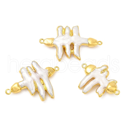 Baroque Style Natural Keshi Pearl Fence Connector Charms KK-M251-11G-1