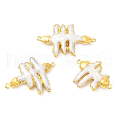 Baroque Style Natural Keshi Pearl Fence Connector Charms KK-M251-11G-1
