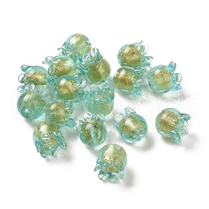 Handmade Gold Foil Lampwork Glass Beads X1-LAMP-G158-02C-1