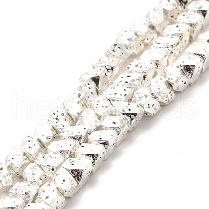 Electroplated Natural Lava Rock Beads Strands G-G984-11S-1