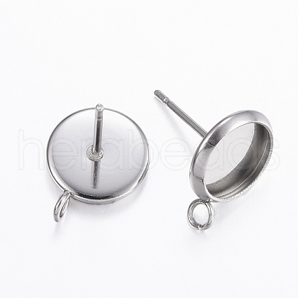 Non-Tarnish 304 Stainless Steel Stud Earring Settings STAS-H380-D-13P-1