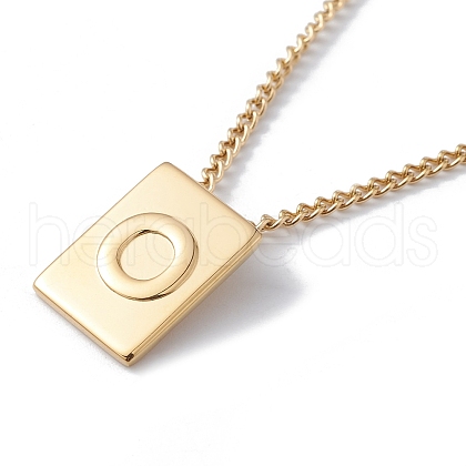 Titanium Steel Initial Letter Rectangle Pendant Necklace for Men Women NJEW-E090-01G-15-1
