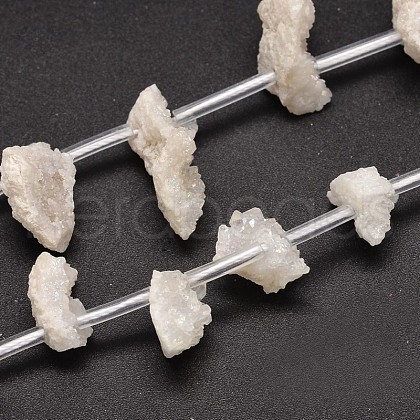Nuggets Electroplated Natural Druzy Quartz Crystal Beads Strands G-A142-07A-1