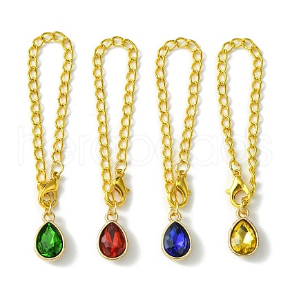 Alloy with Faceted Glass Rhinestone Cup Pendant Decorations HJEW-JM01788-1