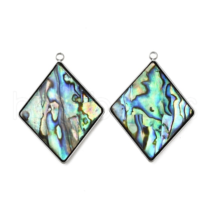 304 Stainless Steel Pave Natural Paua Shell Pendants STAS-Z125-01D-P-1