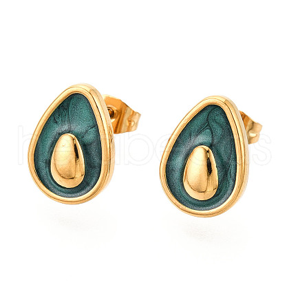 304 Stainless Steel Enamel Stud Earrings EJEW-T047-23G-1