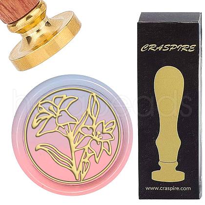 Brass Wax Seal Stamps with Wood Handle AJEW-WH0412-0165-1